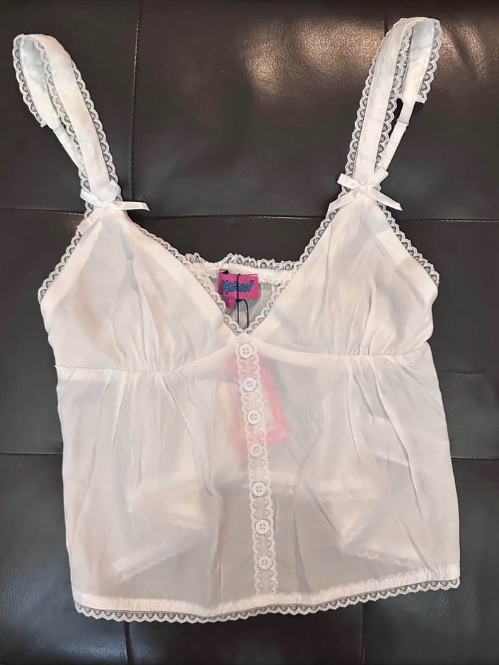 Edikted White Lace-Trim Camisole Top